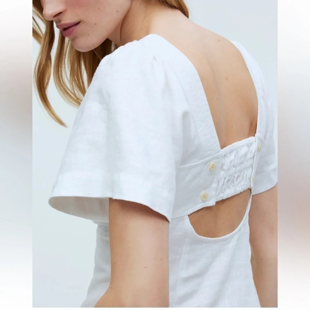 Madewell Square-Neck Mini Dress in 100% Linen - Picture 5 of 7